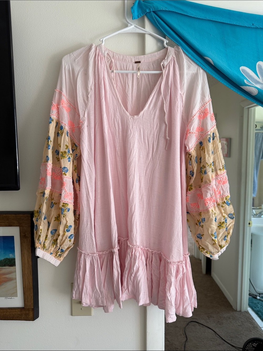 Free People Mix It Up‎ Tunic Dress in Pink size xs oversized Flowy airy feminine